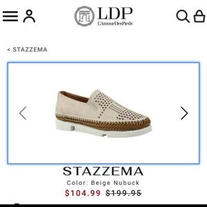 L'AMOUR DES PIEDS Stazzema Platform Slip-On Leather Shoes dsize 10m   Beige Nubu